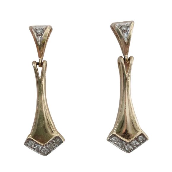 14k 14kt yellow gold diamond dangle drop earrings No Backs